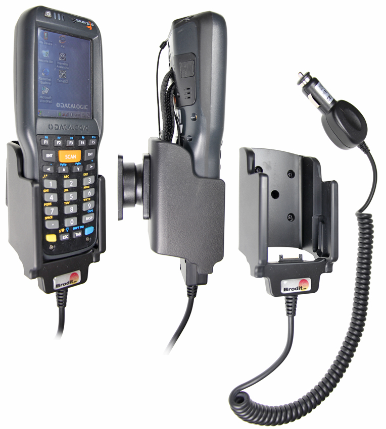 Brodit Aktiv Holder med cigaradaptor og kugleled til Datalogic Skorpio X4 og Datalogic Skorpio X3 - 512568