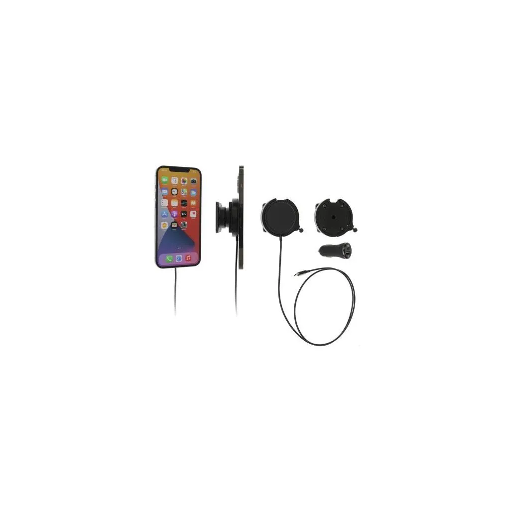 Brodit Magnetisk iPhone holder m. Kugleled, Magsafe oplader og cigaradapter - 216325