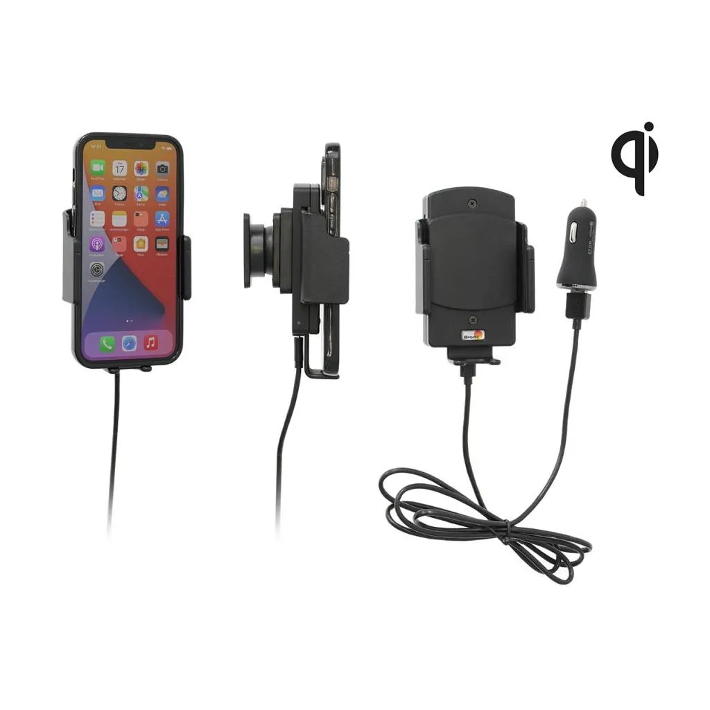 Brodit Justerbare Aktiv holder med QI trådløs opladning - B: 61-83mm - D: 6-11mm