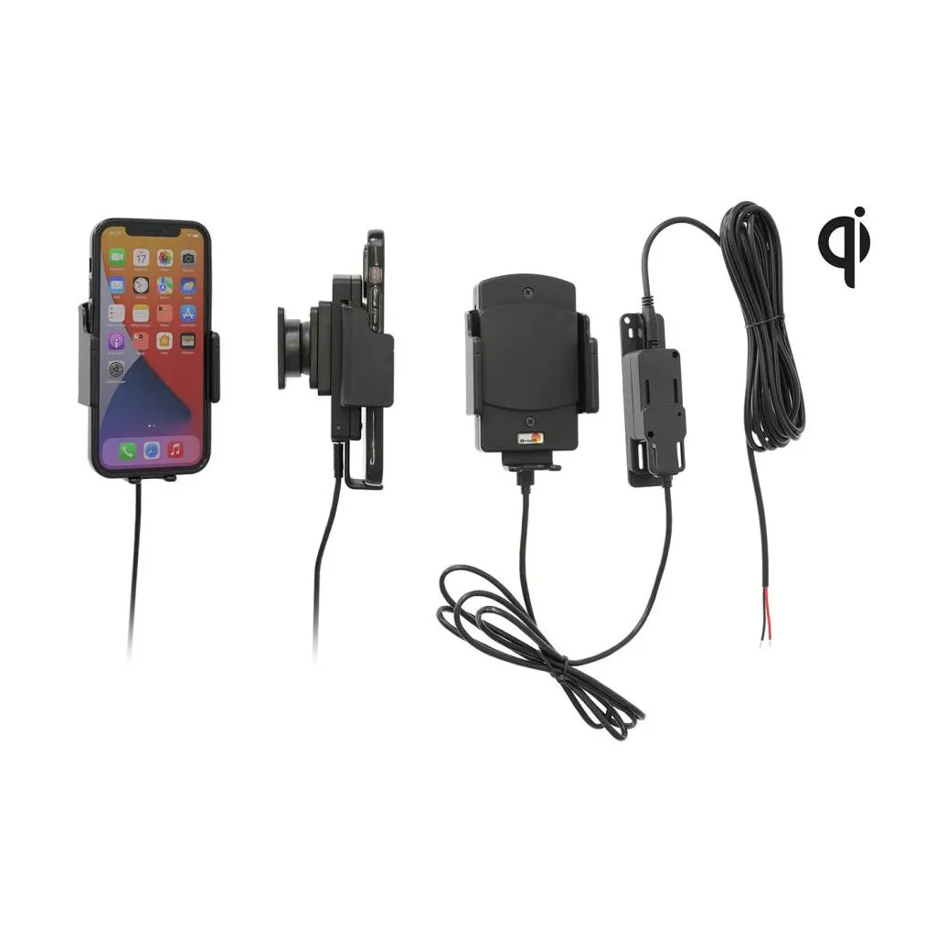 Brodit Justerbare Faststrøms holder med QI trådløs opladning - B: 61-83mm - D: 6-11mm