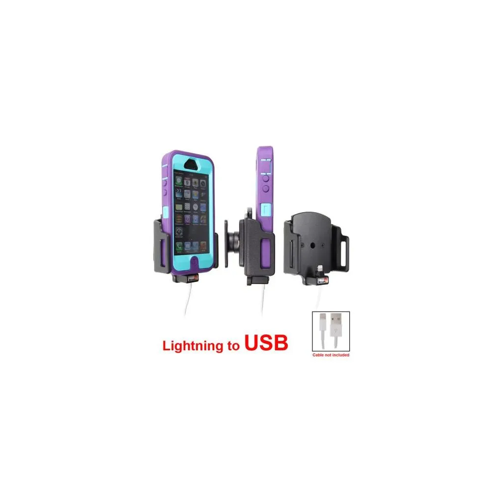 Brodit Passiv mobilholder m. kabeltilslutning lightning til USB til Apple iPhone 5/5S/5C/SE B:62-77 D:9-13 - 514437