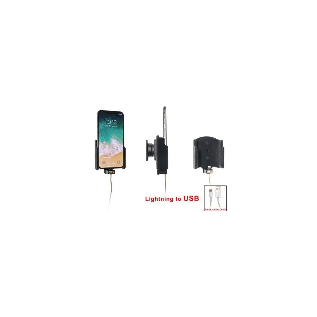 Brodit Passiv mobilholder m. kabeltilslutning lightning til USB til Apple iPhone X/Xs 