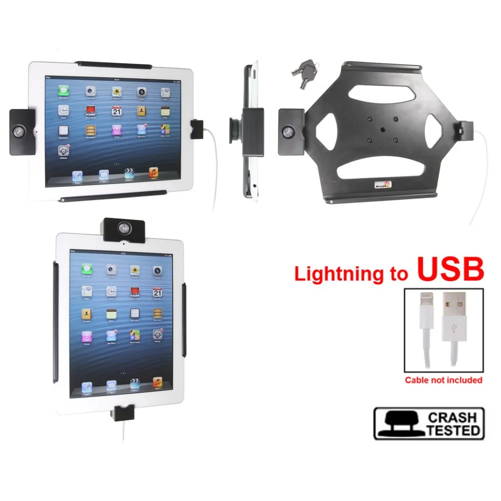 Brodit Holder med kugleled og lås med nøgler til Apple iPad With Retina (Lightning Connector), Apple iPad 4th Gen (A1458, A1459, A1460) - 535494