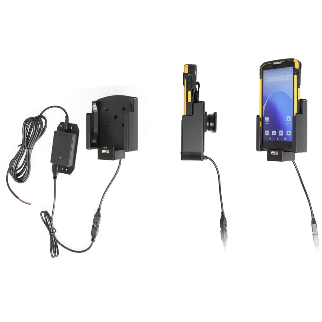 Brodit Aktiv Holder m. faststrøm og pogo pin-ladning til CipherLab RS38 m. Rubber Boot - 713439