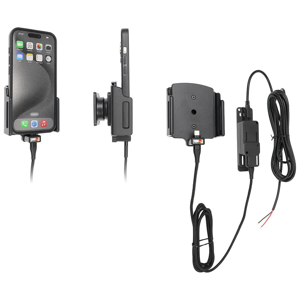 Brodit Justerbar Faststrøms holder til Apple iPhone 15/15 pro - 17/17 pro m. cover B:70-83 D:8-12mm - 727376