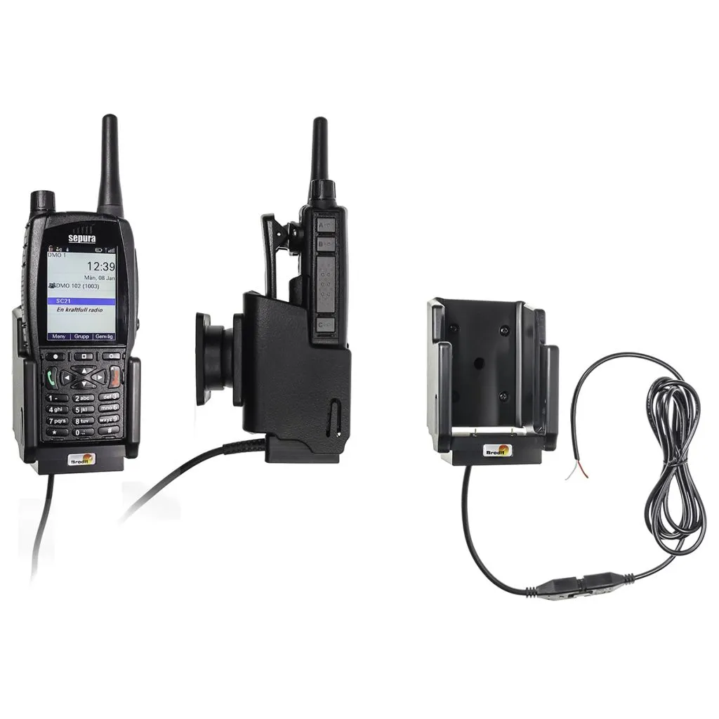 Brodit Aktiv Holder med faststrøm og kugleled til Sepura SC2120 - 732023