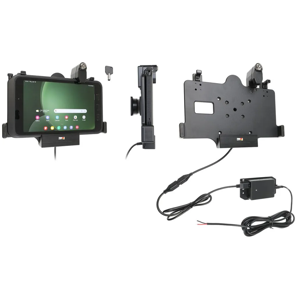 Brodit Faststrøms Tablet Holder til Samsung Galaxy Tab Active 3/Active 5 m. lås & nøgler - POGO opladning - 736386