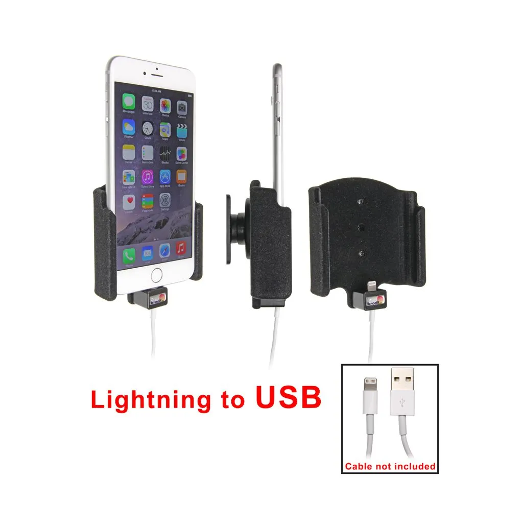 Brodit Passiv kabeltilslutnings holder lightning til USB Apple iPhone 6S Plus/7 Plus/8 Plus/Xs Max - 514804