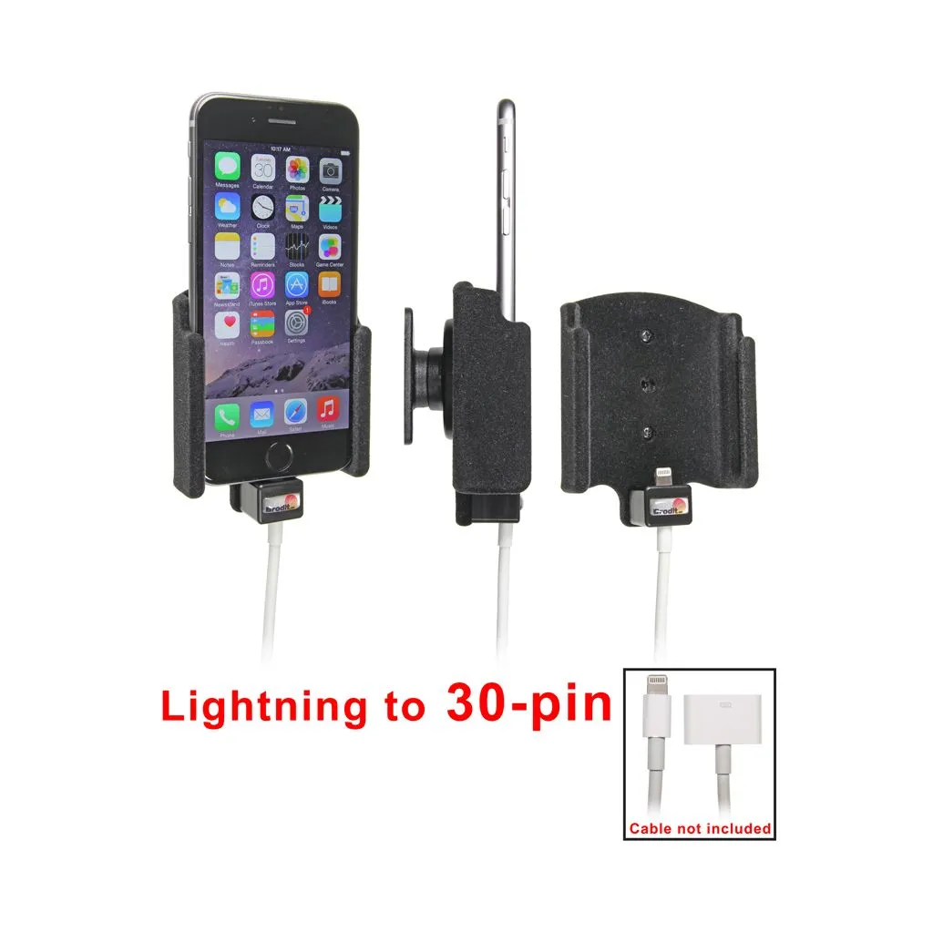 Brodit Passiv mobilholder m. kabeltilslutning lightning til 30 pin adapter til Apple iPhone 6/6S/7/8 - 515660