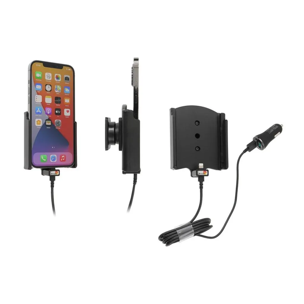 Brodit Aktiv Mobilholder med cigar adapter til Apple iPhone 12 Pro Max - 721236