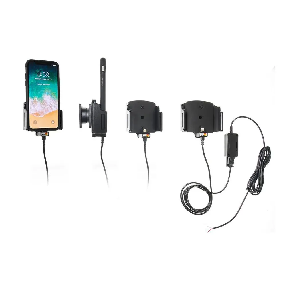 Brodit Faststrøms Aktiv mobilholder til Apple iPhone X/XR/Xs/11/11 pro Justerbar B:70-83 D:2-10mm - 727013